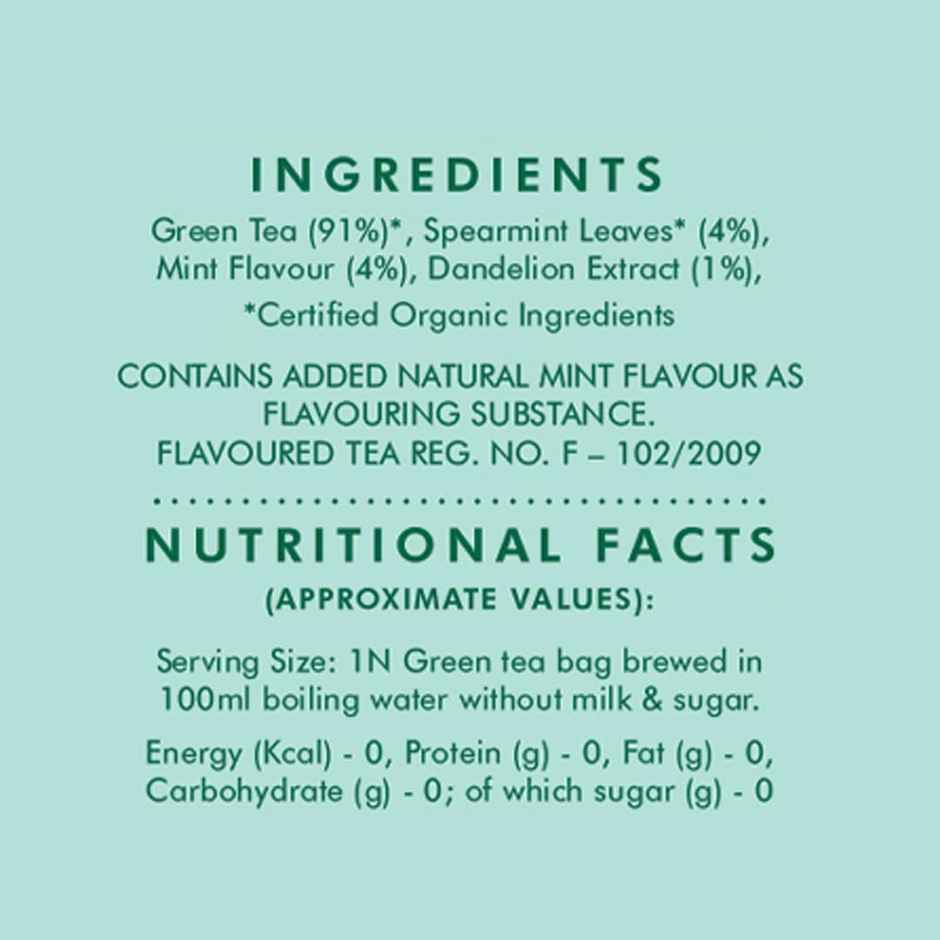Eco Valley Organic Green Tea- Dandelion Mint| Boost Energy, Helps Burn Body Fat| Zero Calories