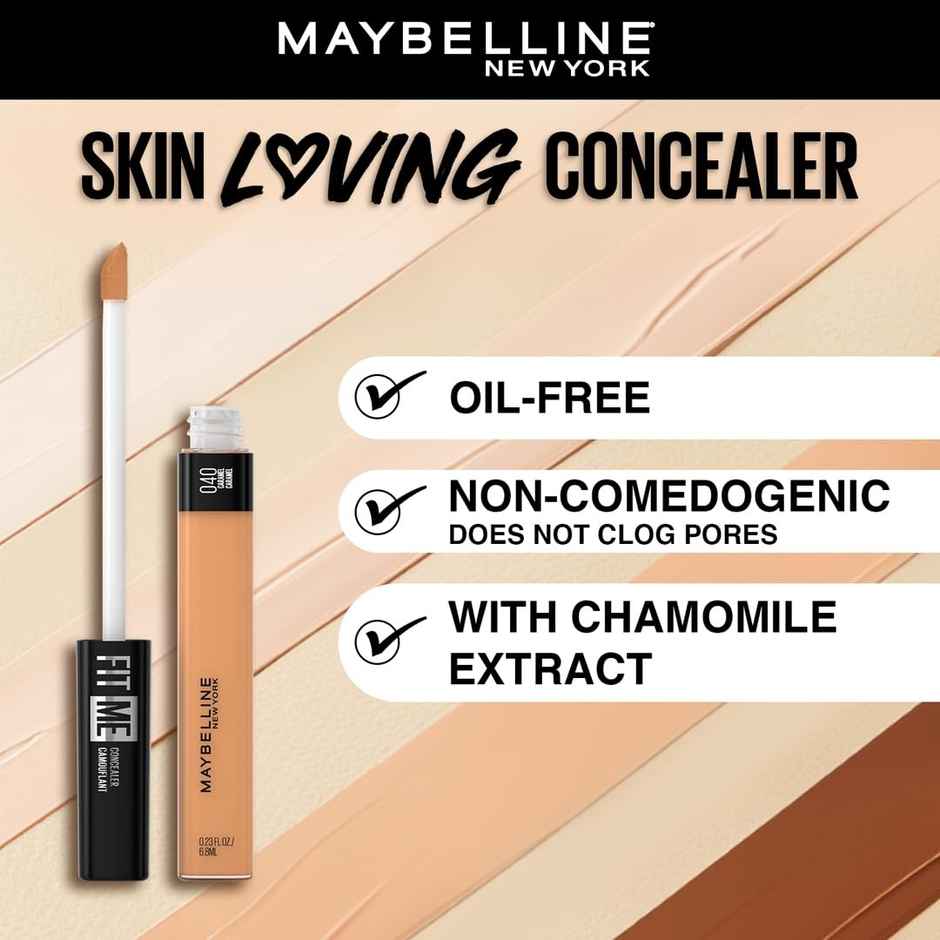 Maybelline New York Fit Me Concealer, Oil-Free Liquid Concealer For Oily & Dry Skin, 40 Caramel