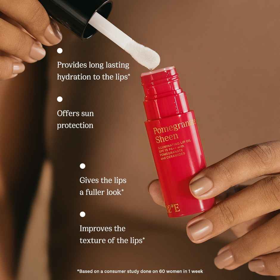 82 E by Deepika Padukone Pomegranate Sheen SPF 15 PA++ Illuminating Lip Oil with Pomegranate and Ceramides