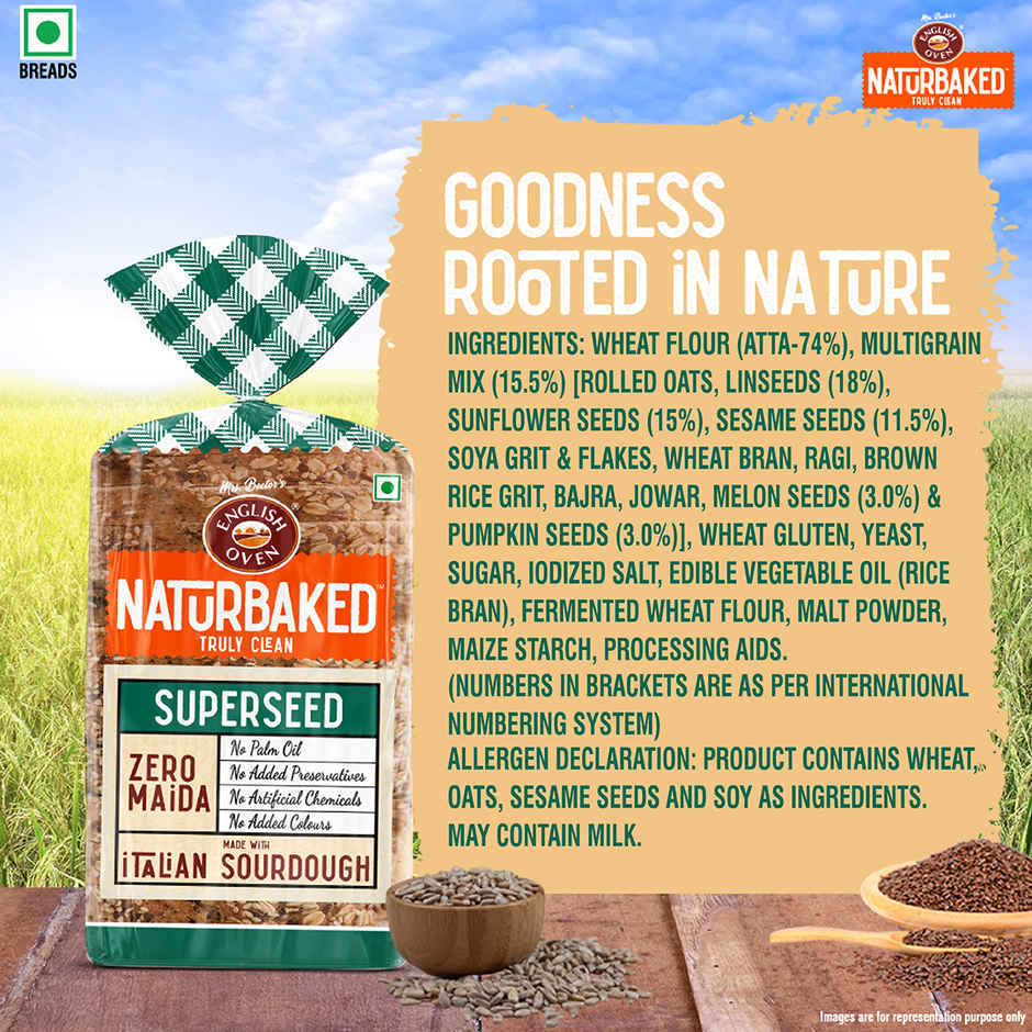 Naturbaked Zero Maida Superseed Bread| Multigrain Bread | No Added Preservatives | Clean Label