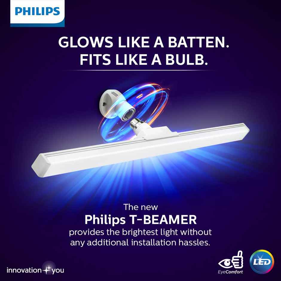 Philips Compact 2Ft 20Watt Led TBeamer | Stellar Bright Led Bulb For Home | Cool Day Light | B22 Base Holder