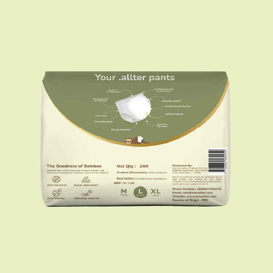 Allter Bamboo Pant Style Diaper | L | 24 pcs