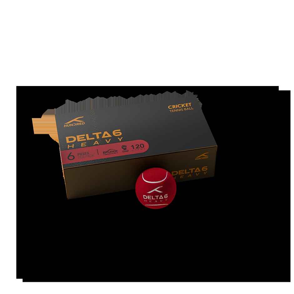 Hundred Delta 6 Heavy Cricket Tennis Balls | Red | Pack Of 6
