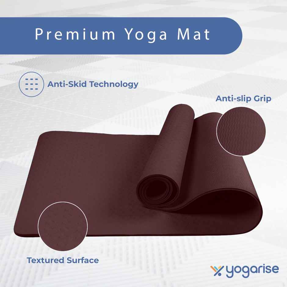 Yogarise 6mm Yoga Mat with Bag & Strap, Wine