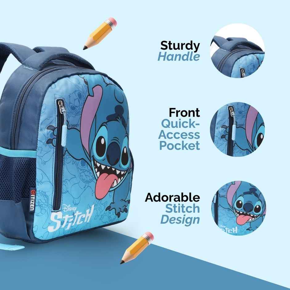 Stitch Grin Mischief Mini Bag | 12 Inch | 1.5-5 Years | Play School / Nursery / LKG / UKG