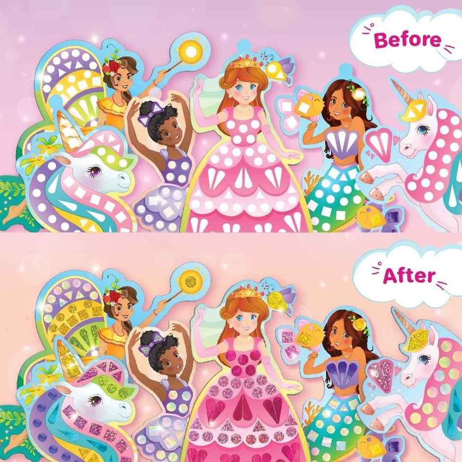 Imagimake Mosaic Kit | Princess & Unicorn | Mirror Art Toy | Magical Creative Gift