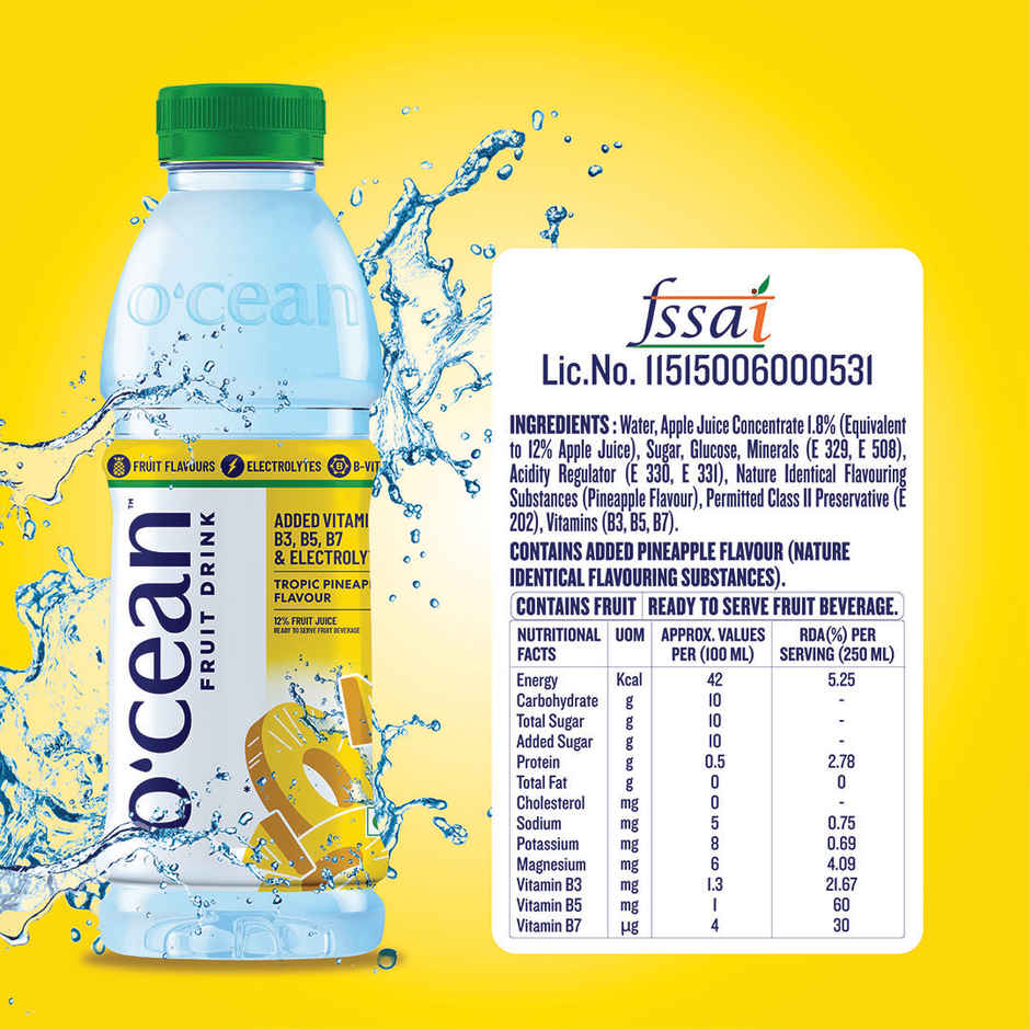 O'cean Fruit Water Tropic Pineapple Vitamin & Electrolyte Hydration