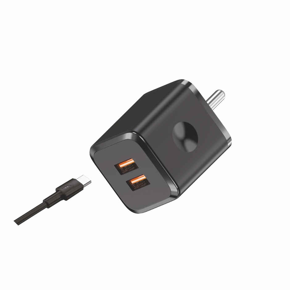 U&i Budget 27 Charger 12W | 3A Dual USB & Type-C Cable | Black
