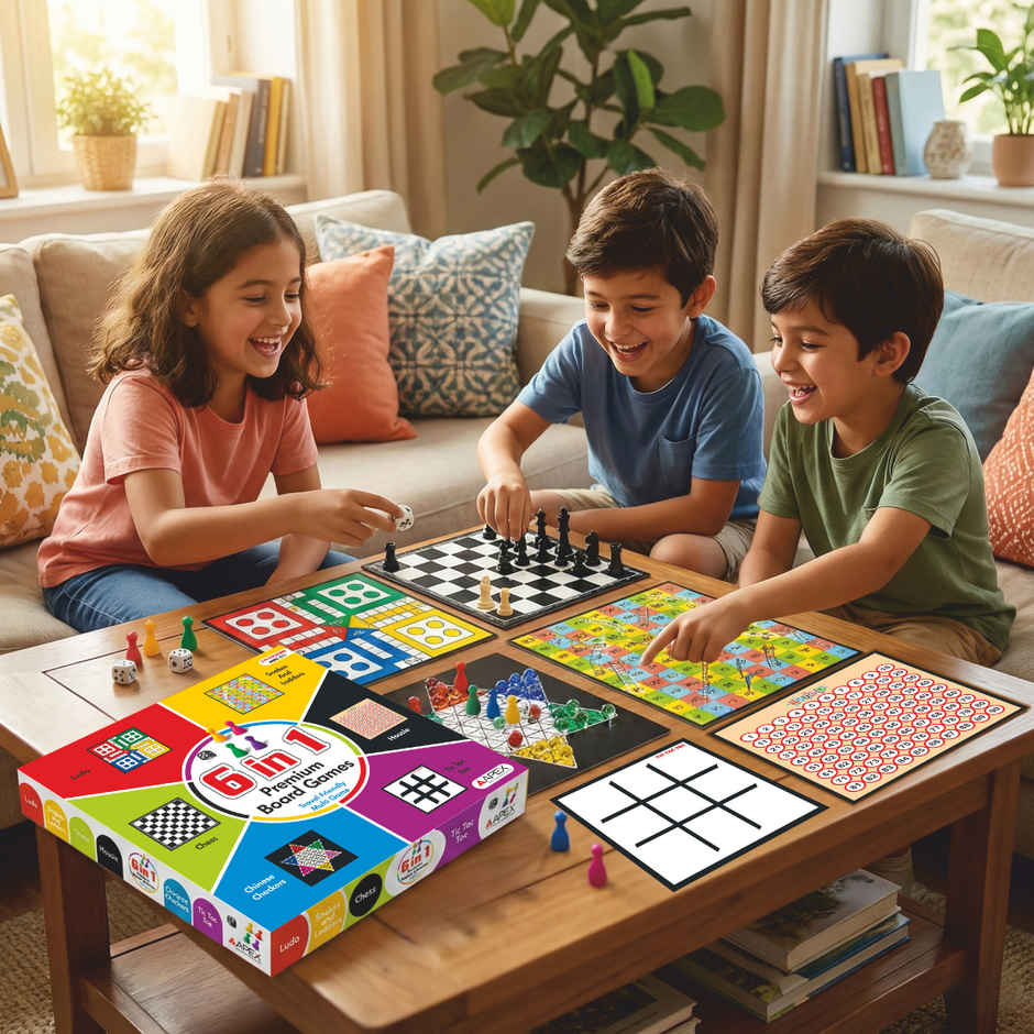 Apex 6 in 1 Premium Board Game Set | Chess, Ludo, Snakes & Ladders | Family Game