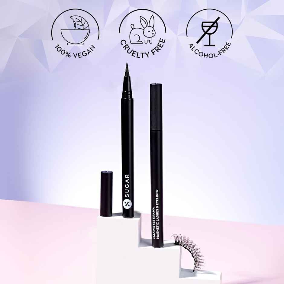 SUGAR Cosmetics Maximeyes Drama Magnetic Eyelashes + Eyeliner - 02 Exceptional
