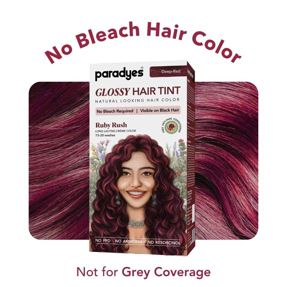 Paradyes No Bleach Ruby Rush Glossy Hair Tint, Ammonia|free Hair Color for Natural Black Hair