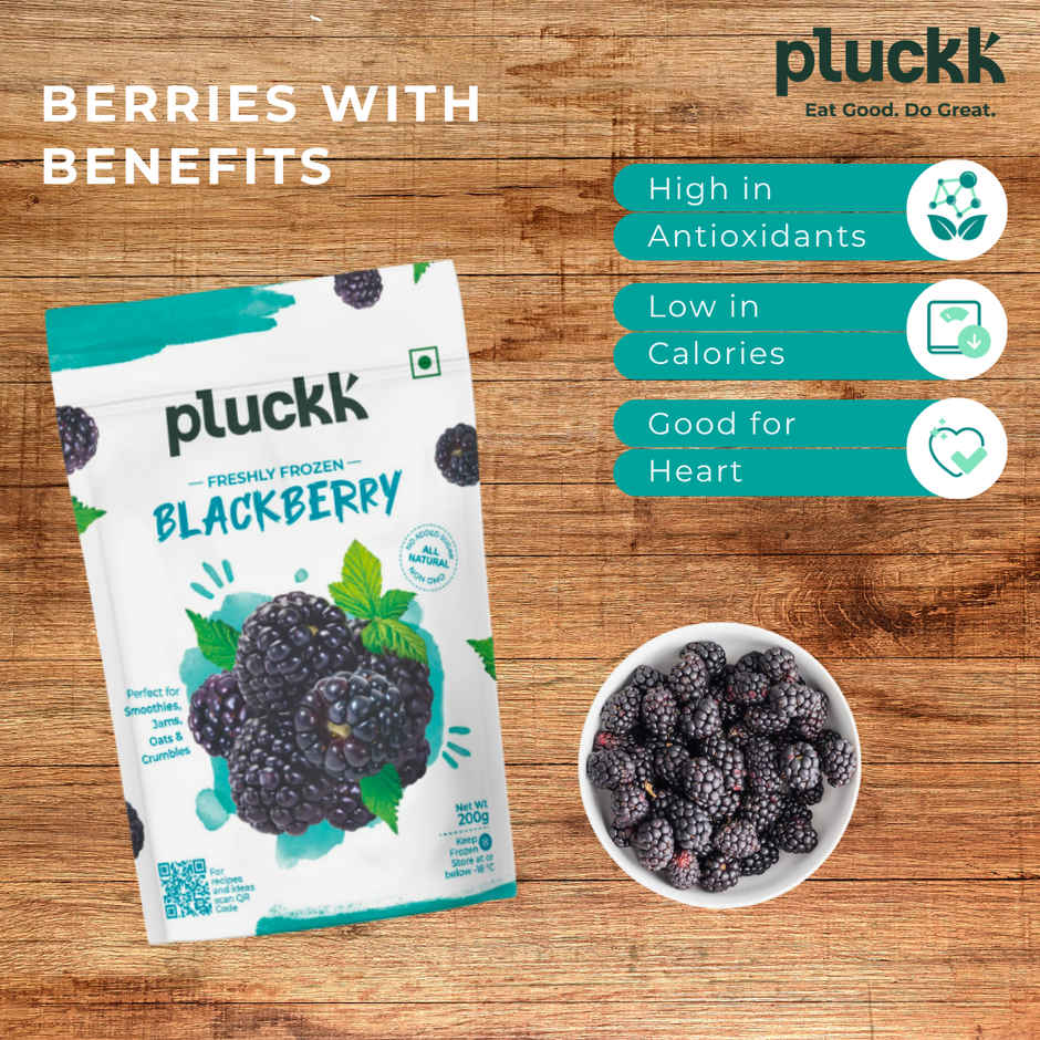 Pluckk Fresh Frozen Imported Blueberry Natural | Non Gmo | Rich In Antioxidants | Superfood Snack (200g) & Pluckk Fresh Frozen Blackberry Natural No Added Sugar Non Gmo High Fiber Vitamin Rich Snack (200g) Combo