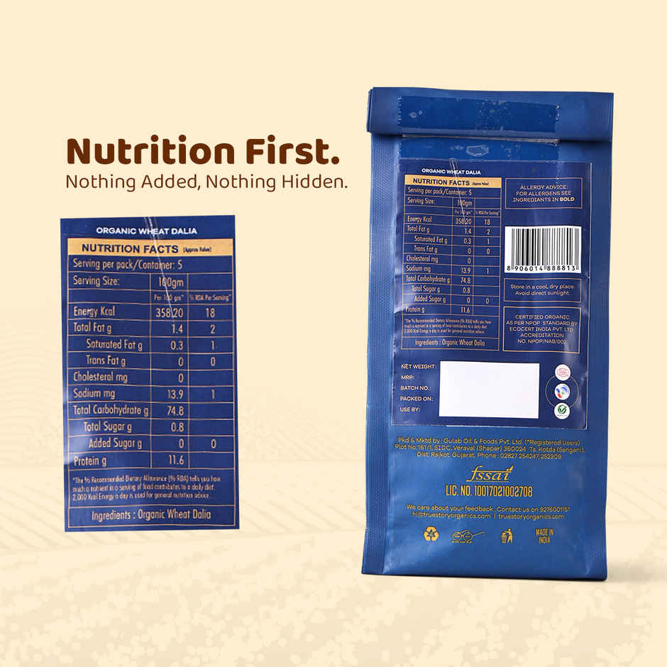 True Story Organic Wheat Daliya