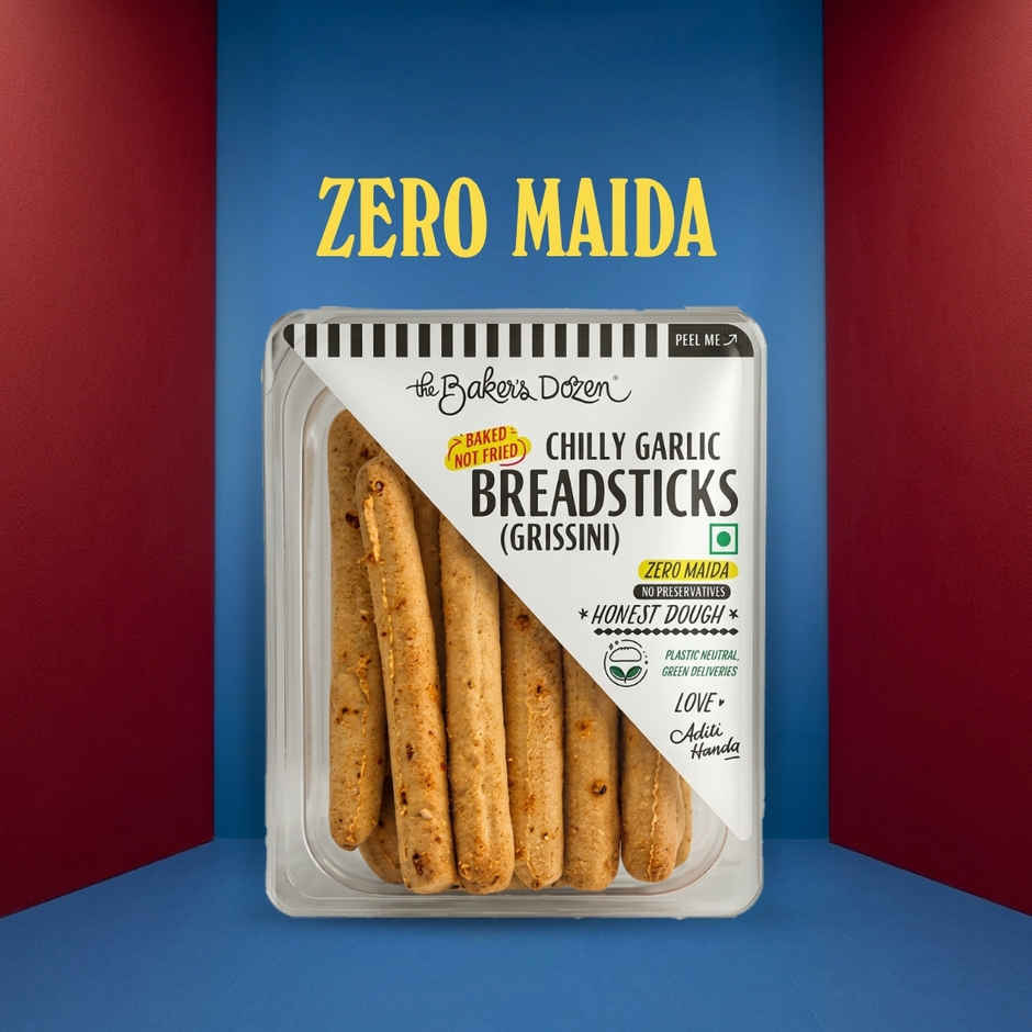The Baker's Dozen Zero Maida Breadsticks (Grissini) | Baked | No Palm Oil | Whole Wheat