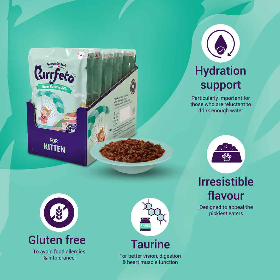 Purrfeto Wet Cat food Oceanfish recipe in Jelly | Kitten | Pack of 12