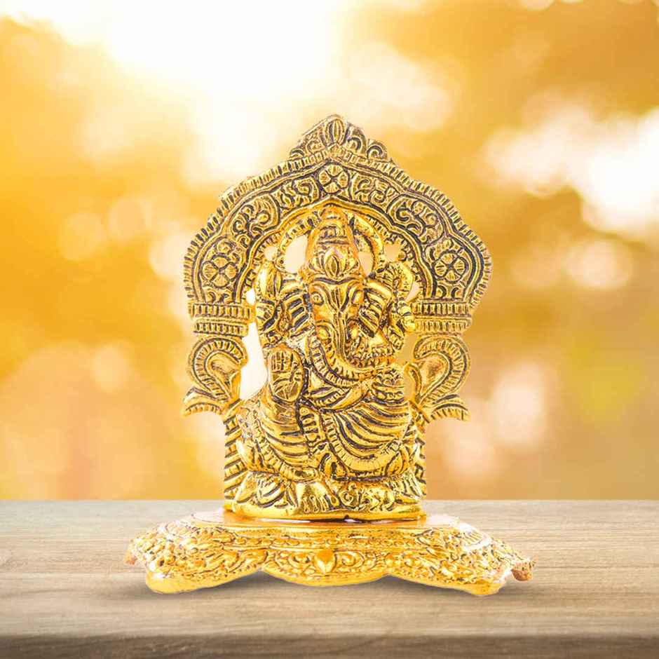 Ganesh Ji on Chowki Mehrab Design | Gold Polish | Devnidhi