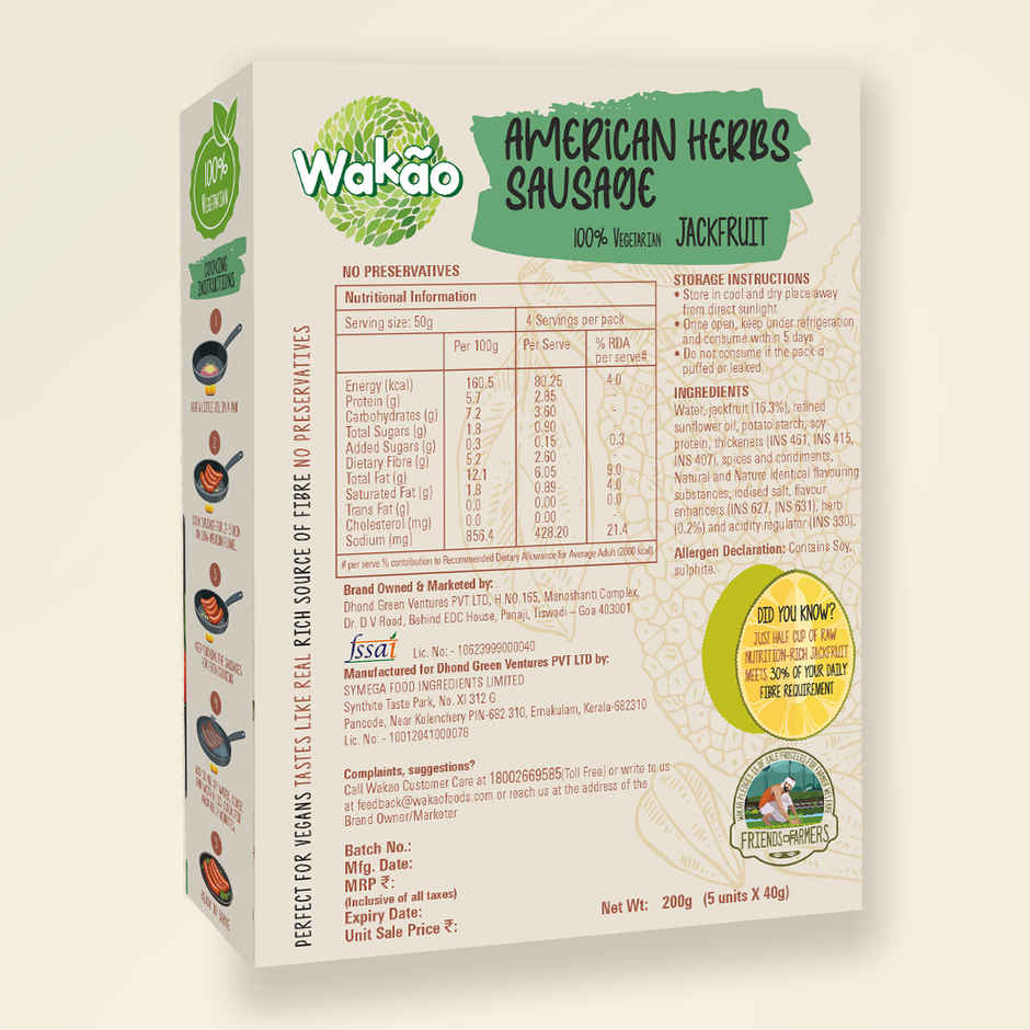 Wakao American Herbs Sausage | Veg | Ready to Eat | No Preservatives
