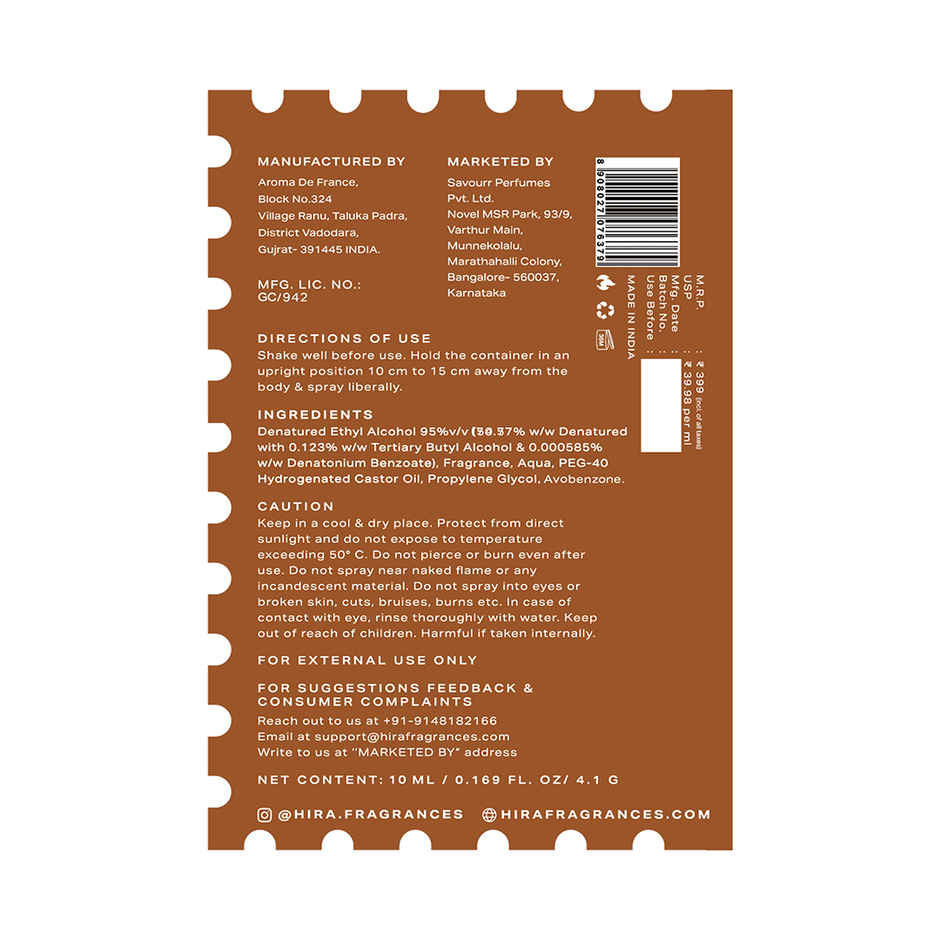 HIRA Off The Grid Long Lasting Eau De Perfume For Men | Earthy & Citrus Notes