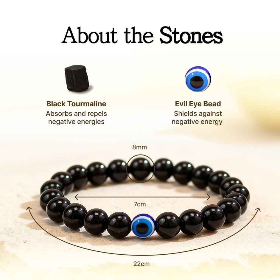 Astroyogi Evil Eye Bracelet | Black | Natural Gemstones | Pack of 1