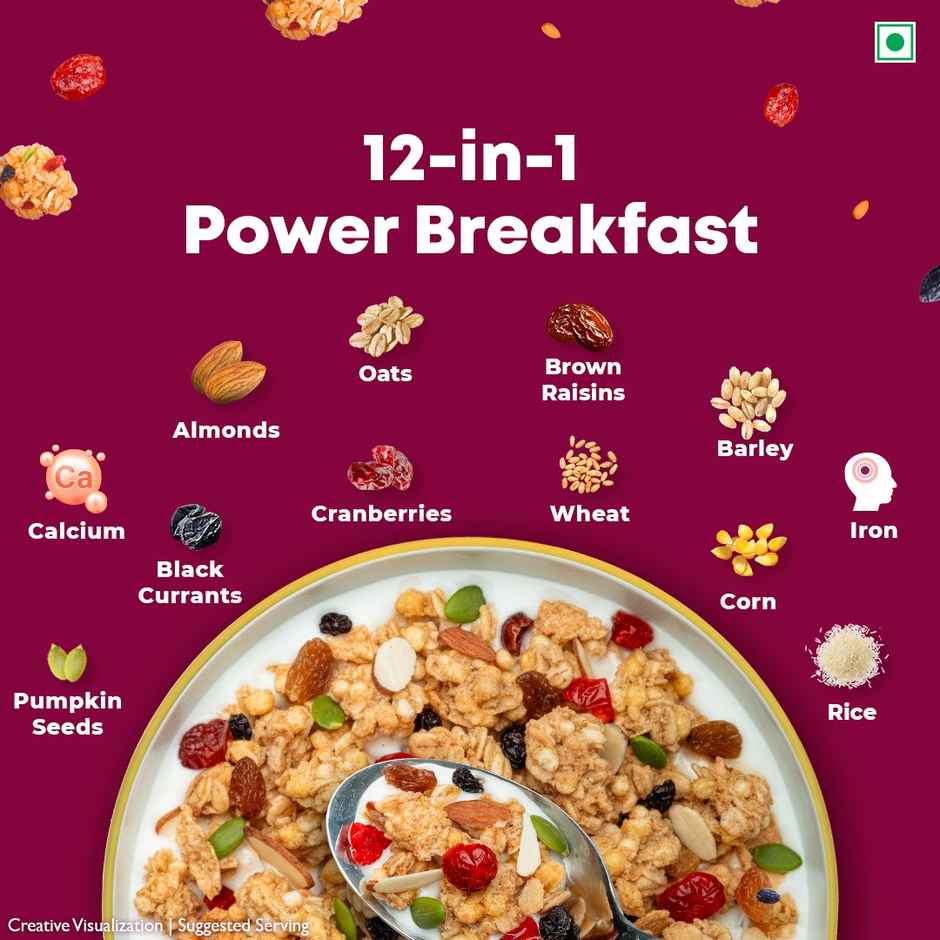 Kellogg's Crunchy Granola Almond Berry Crumble | 12-In-1 Power Breakfast | No Maida | No Palm Oil