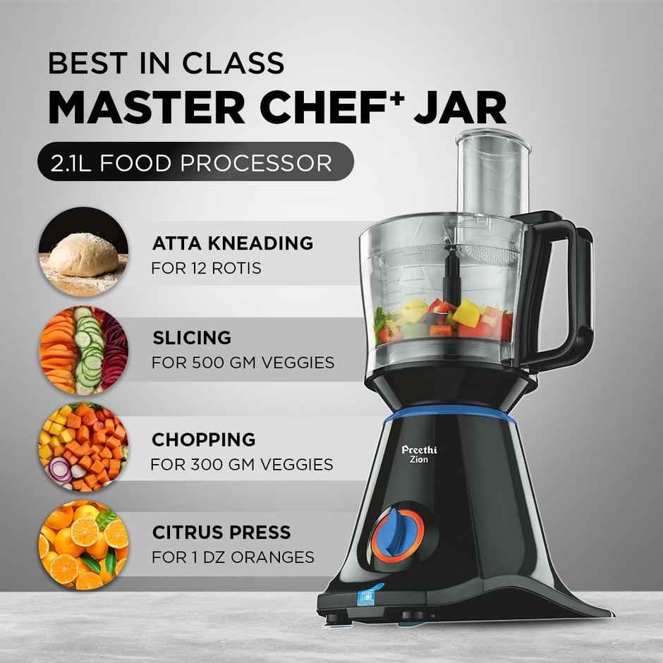 Preethi Zion Mixer Grinder For Kitchen | 750 Watt Mixie | 4 Jars - Black