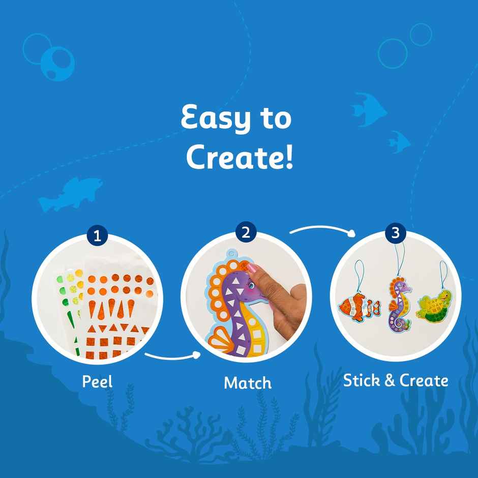 Fevicreate Stick-n-Create Mirror Magic Ocean Adventures Kit Sparkly Stickers | 3+ years