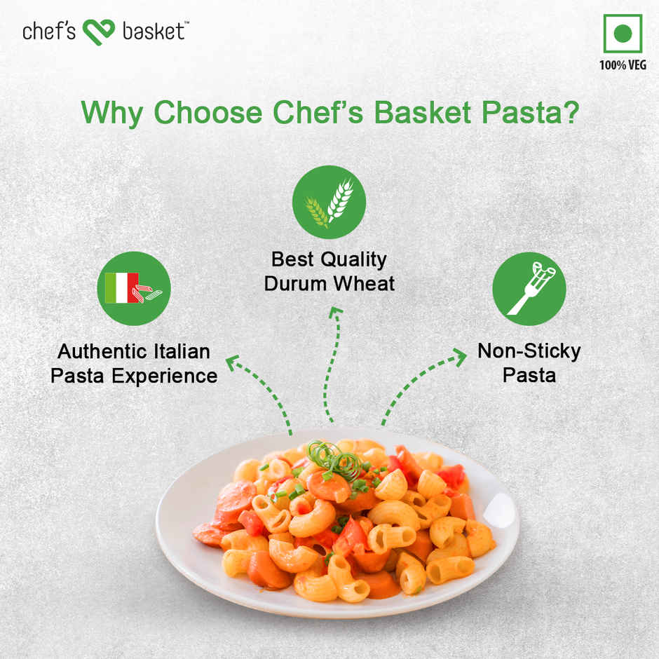 Chef's Basket Macaroni Pasta| Durum Wheat Semolina|Rich in Protein & Fiber