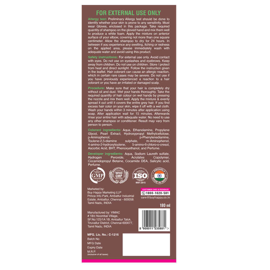 Vip Hair Colour Shampoo For Men And Women Dark Brown - Ammonia Free