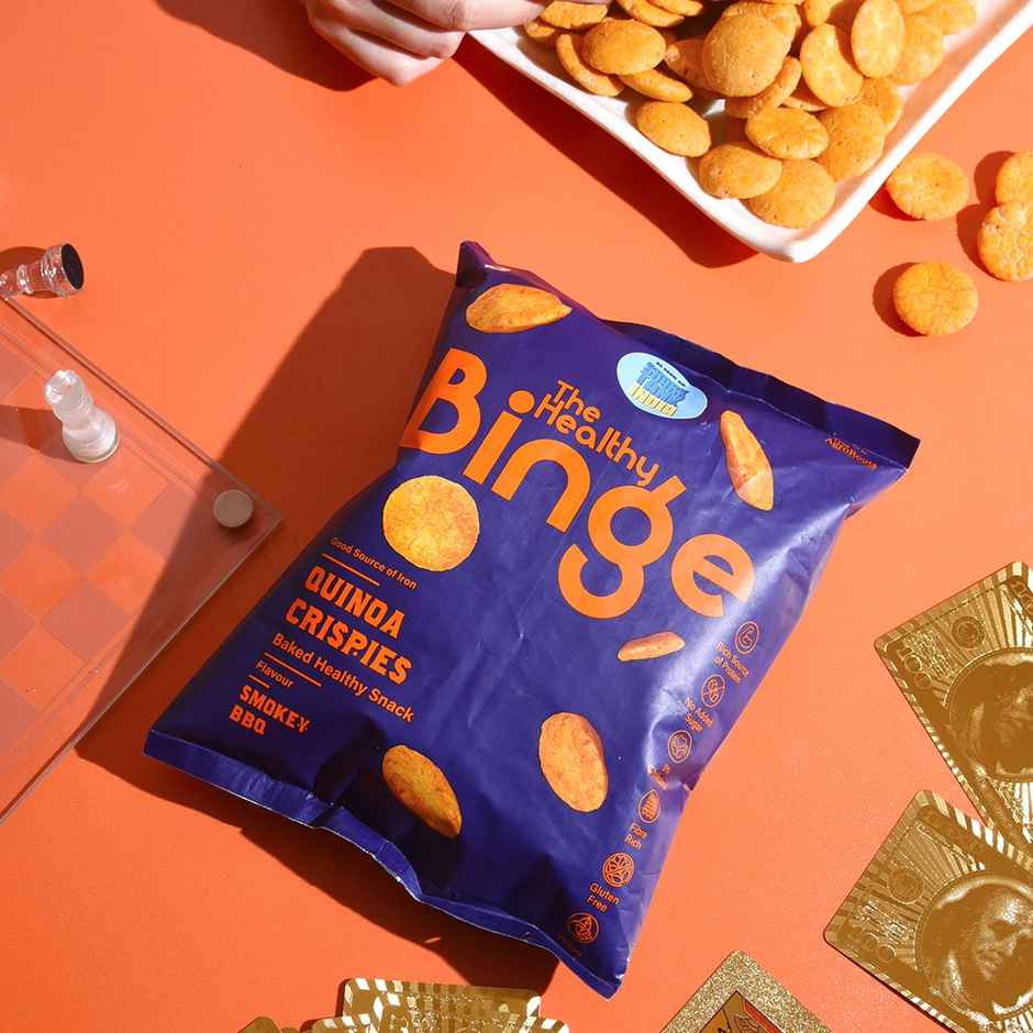 The Healthy Binge Quinoa Baked Chips Smokey Bbq -High Protein And Fibre Combo