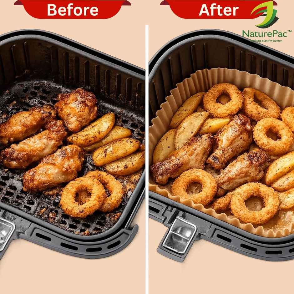 Naturepac AirFryer Paper Liners Square 8 inch