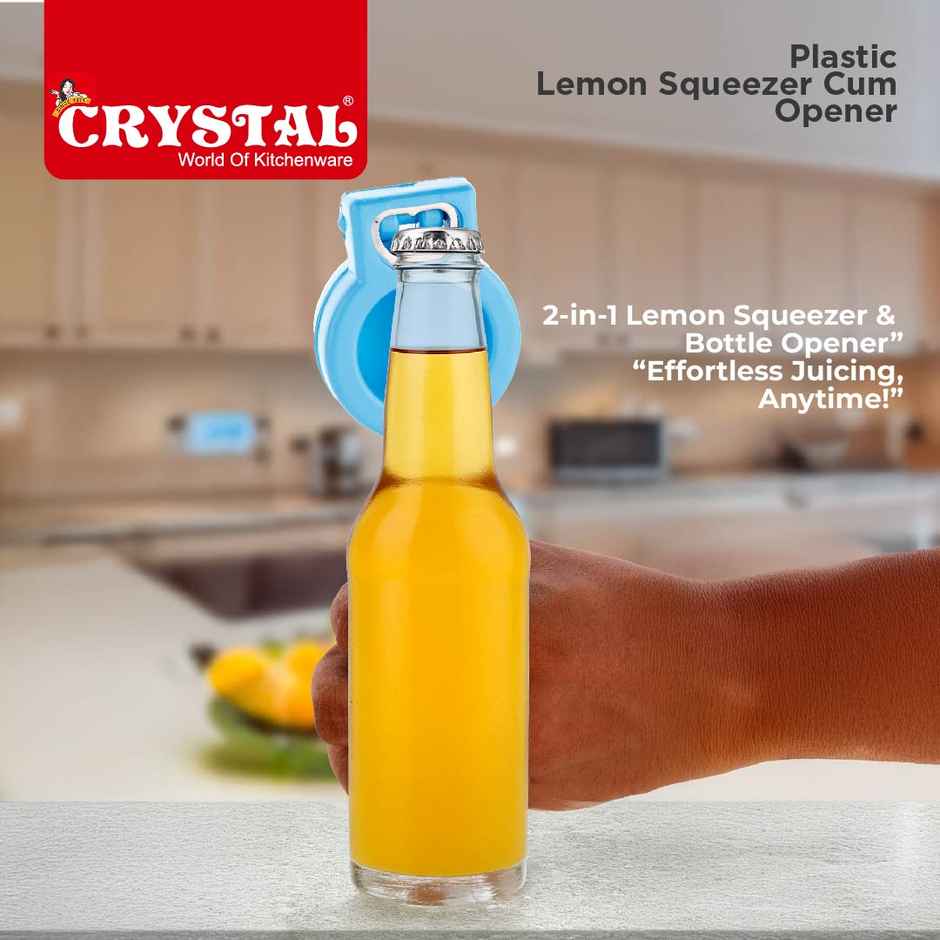 Crystal Plastic Lemon Squeezer Cum Opener, Multicolour