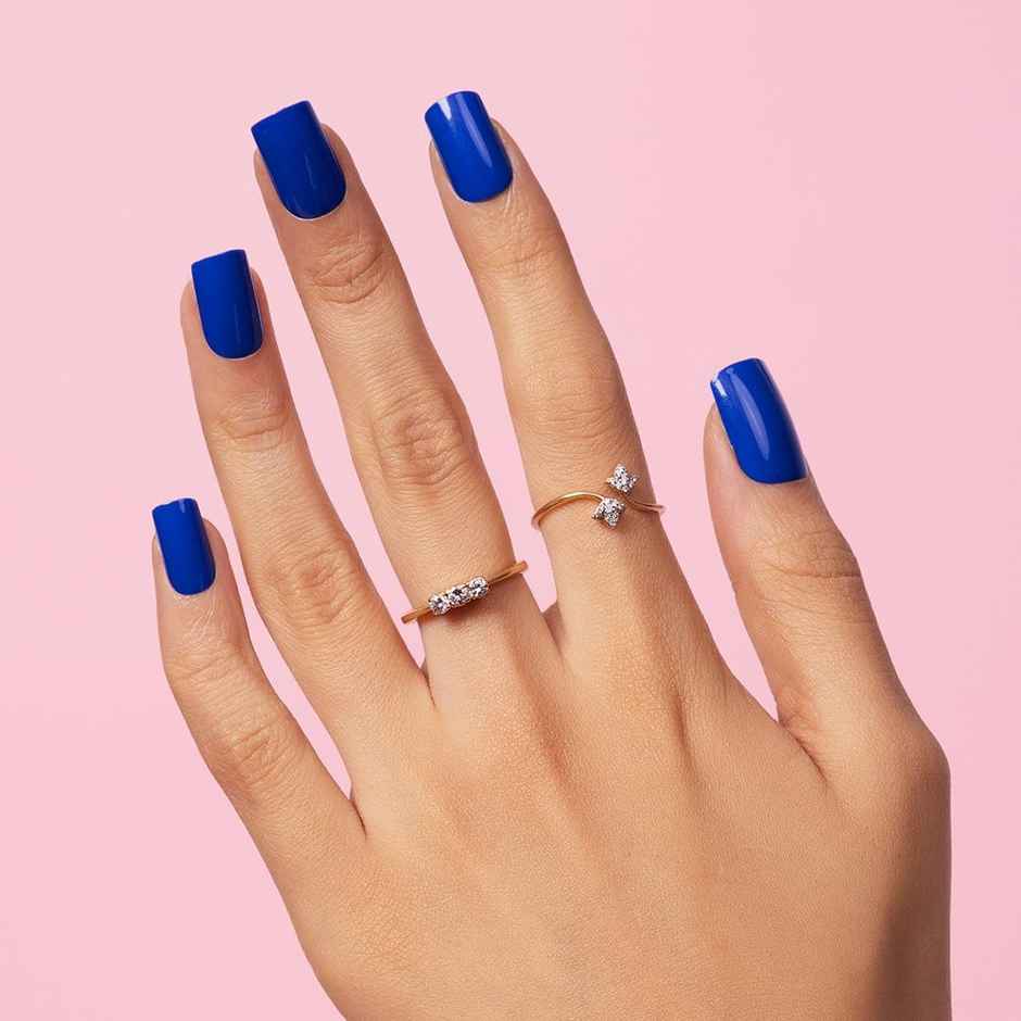 Gush Beauty | Reusable Luxury Press On Nails With Application Kit | Royal Blue - Medium Almond