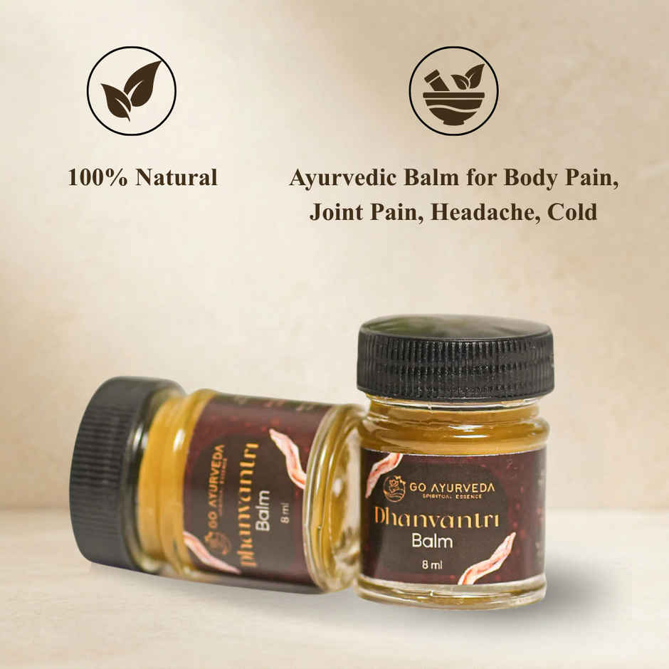 Go Ayurveda Dhanvantri Pain Balm For Headache, Joint, Muscle & Body Pain | With Clove & Cinnamon