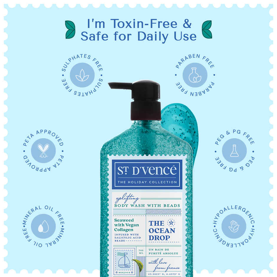 St Dvence Ocean Drop Body Wash with Vegan Collagen Seaweed