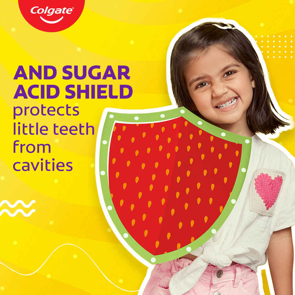 Colgate Kids Toothpaste, Fun Squeezy Bottle, Strawberry Flavor, Safe, Paraben-Free, Age 2-6yr