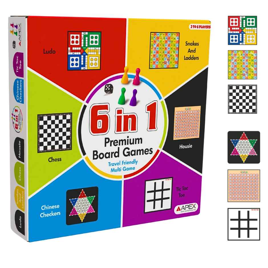 Apex 6 in 1 Premium Board Games | 4+ Years
