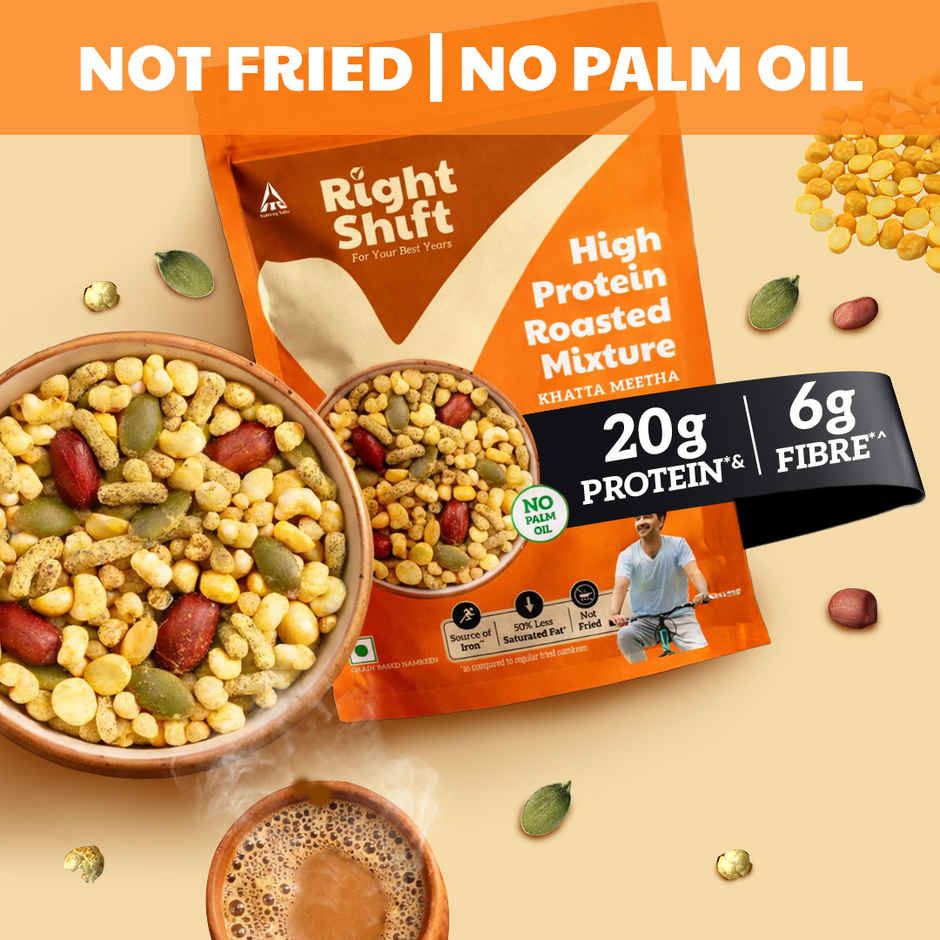 Right Shift High Protein Roasted Mix, Khatta Meetha, No Palm Oil, 20g Protein, Not Fried, 6g Fibre