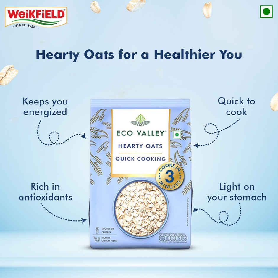 Eco Valley Hearty Oats | Rich in Protein and Fibre | Truly Natural grain | Cooks in 3 Minutes