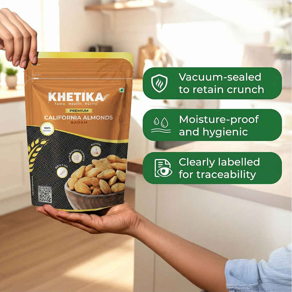Khetika Premium California Almonds | Badam | Unpolished | Rich in Fiber Combo