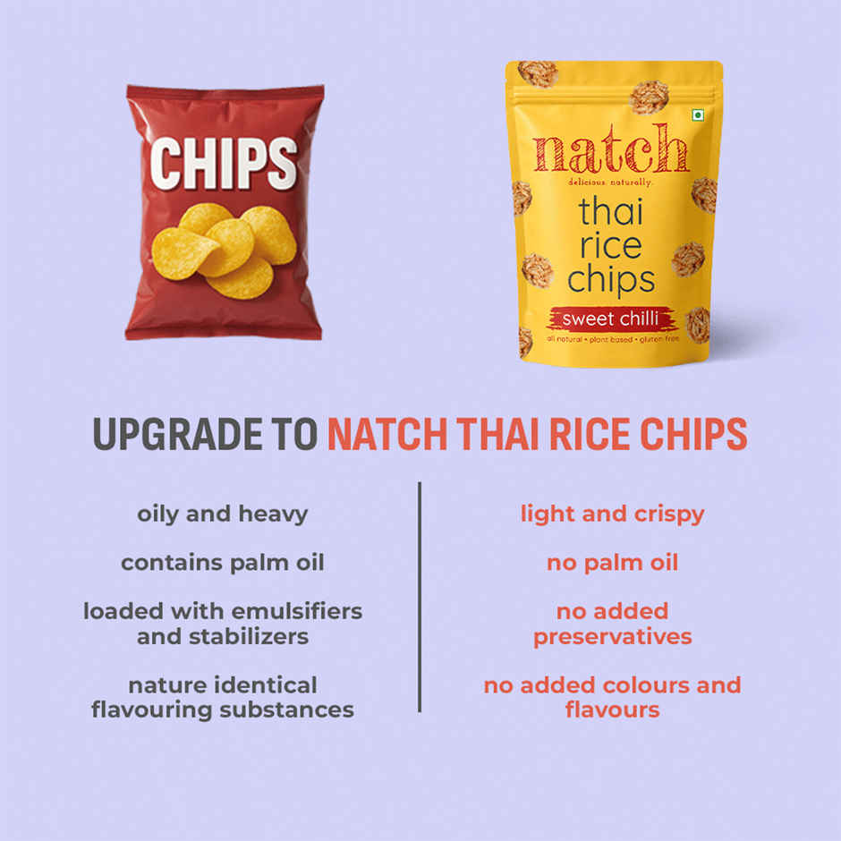 Natch Sweet Chilli Thai Rice Chips | No Palm Oil | Healthy Snacks
