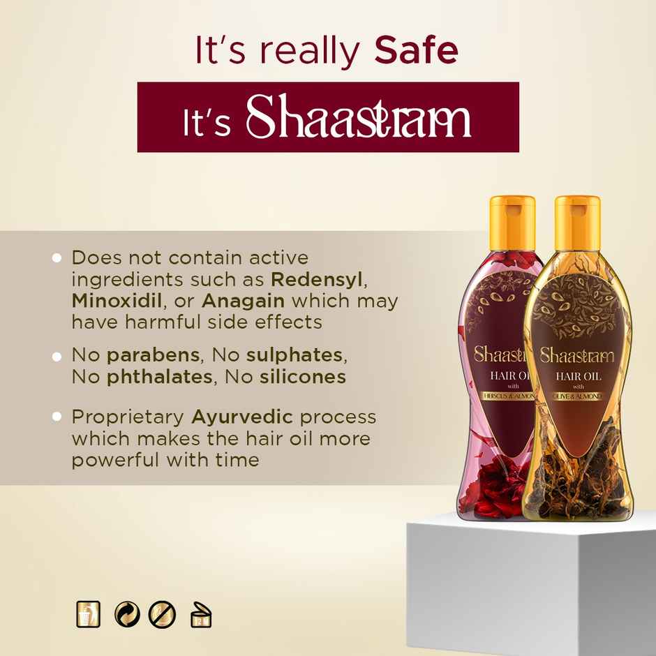 Shaastram Hibiscus & Almond Ayurvedic hair oil to reduce breakage