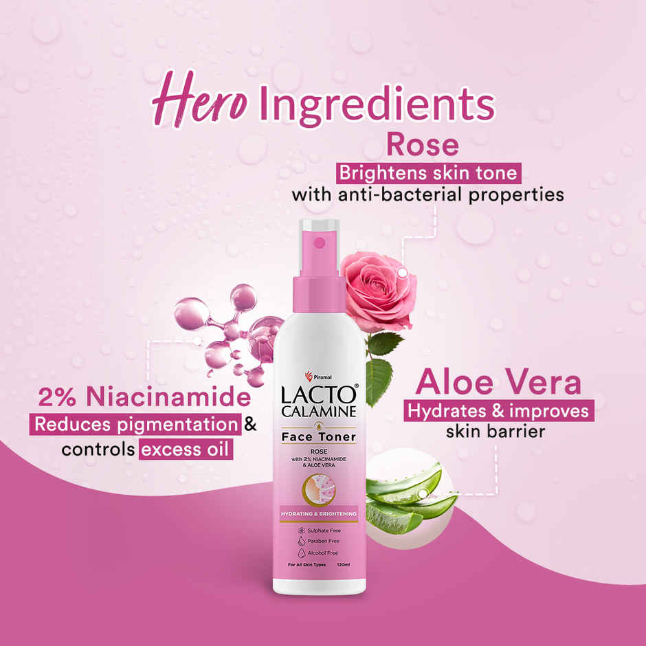 Lacto Calamine Rose Water Toner For Glowing Skin Gulab Jal Face Toner
