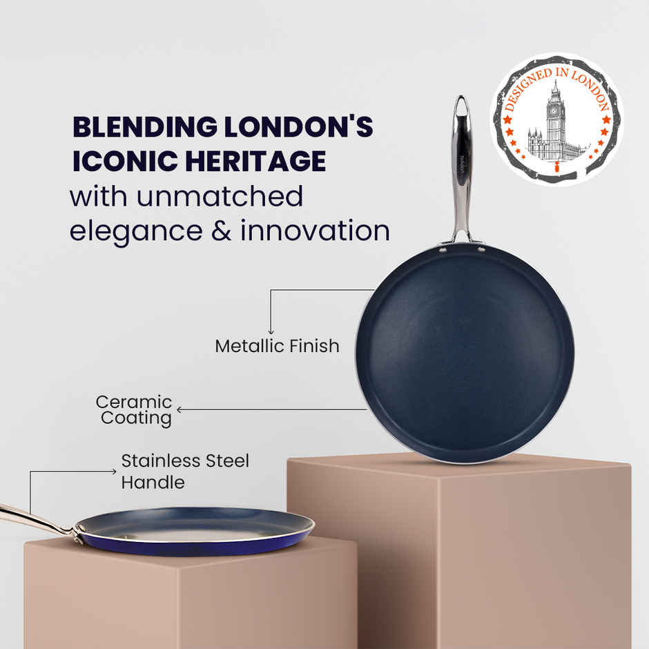 Habitat Ceramic Tawa With Ss Handle Xtreme Coating 28 Cm