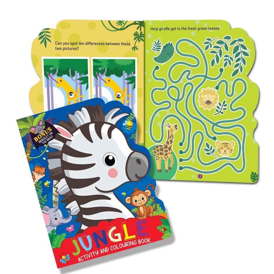 Dreamland Jungle Activity and Colouring Book Die Cut Shape 48 Pages