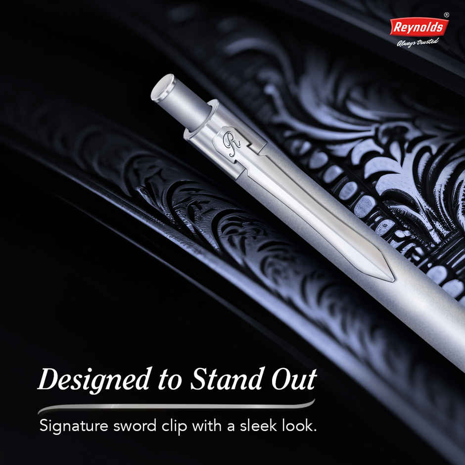 Reynolds Premium Tiktok Metal Pen, Silver Bodycolor (Blue Pen)