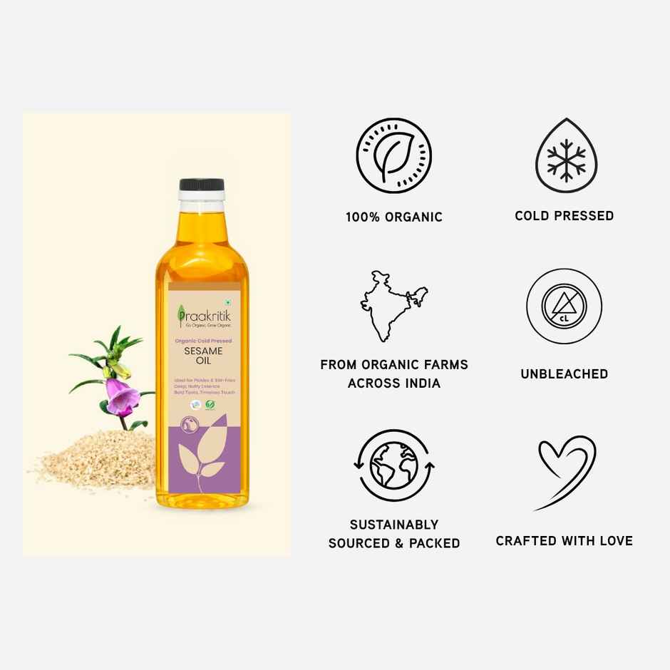 Praakritik Sesame (Til-Gingelly) Cold Pressed Oil | Organic Cooking Oil