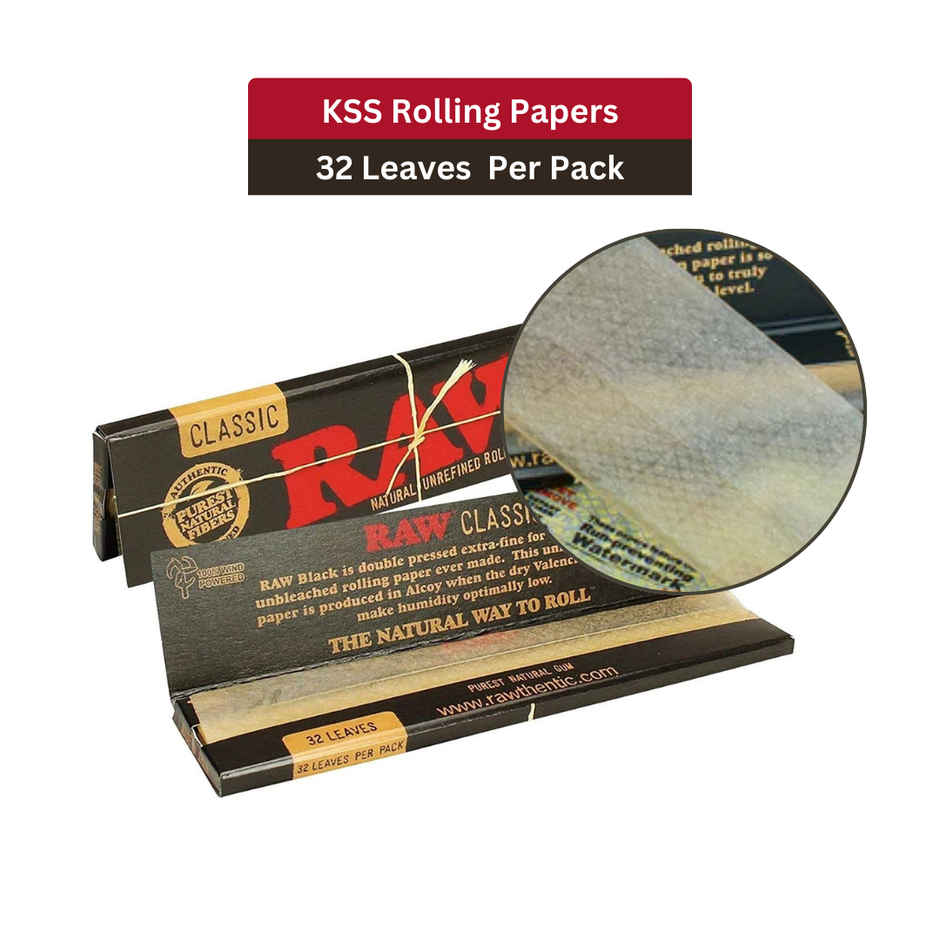 Raw Black Slim Rolling Paper King Size- Pack Of 32