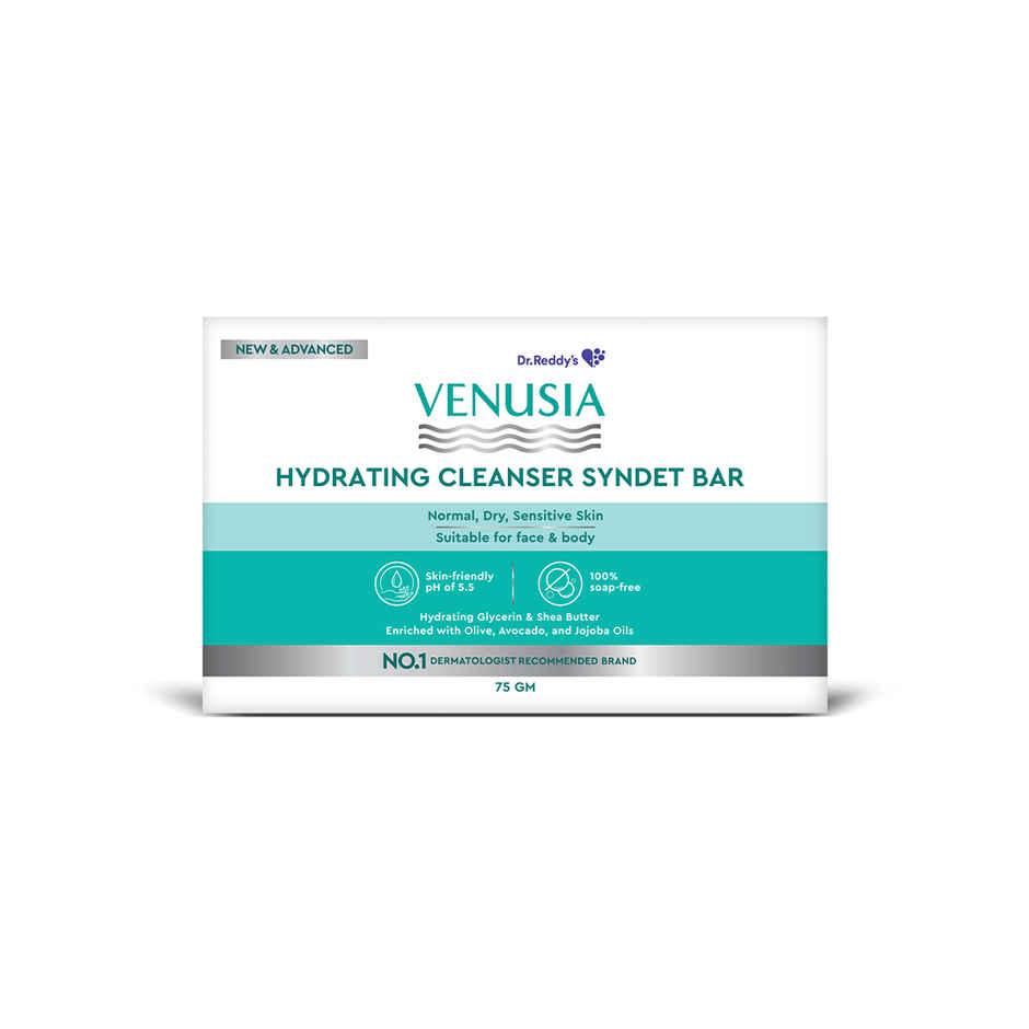 Venusia Hydrating Cleanser Syndet Bar Soap Free pH 5.5 with Glycerin & Oils