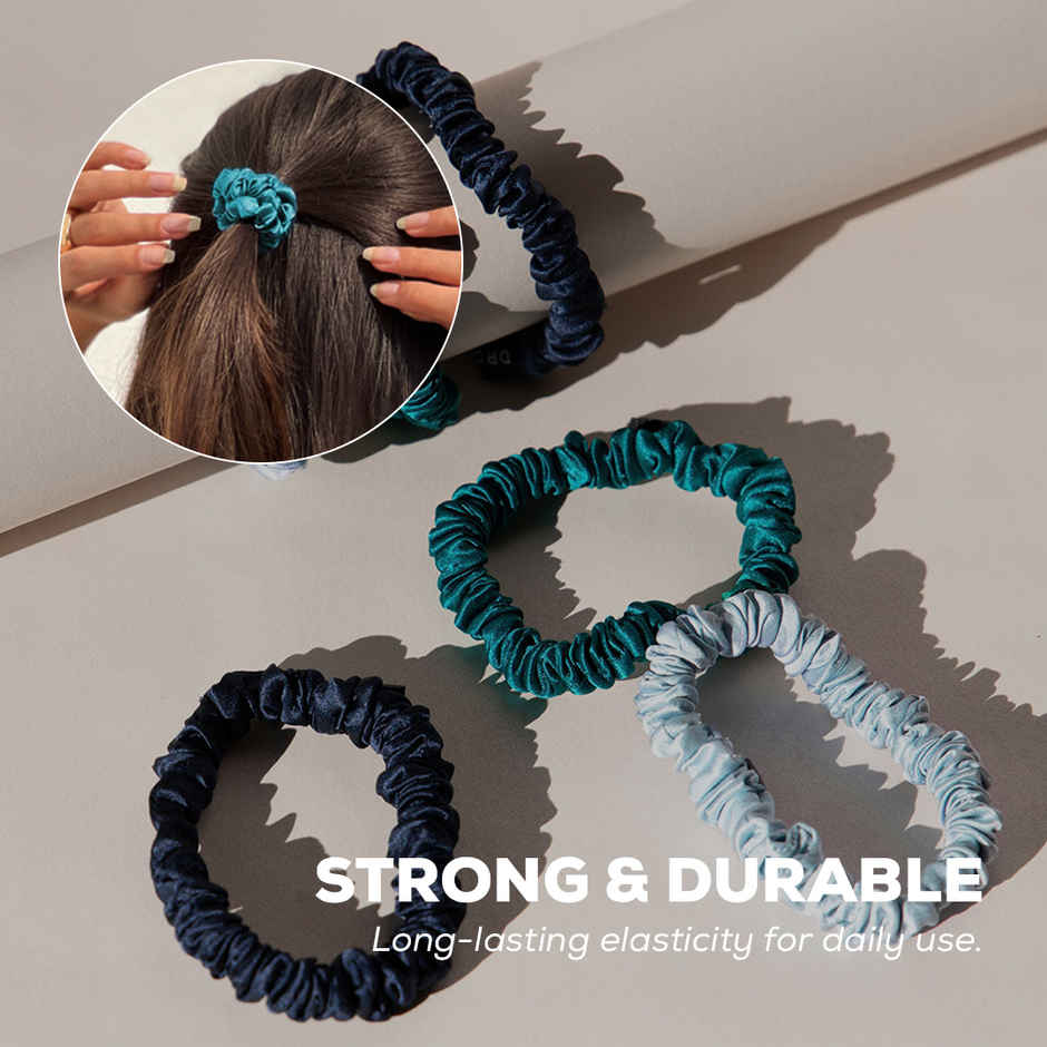 Gleva Satin Skinny Scrunchies | Anti-Hair Breakage | Slim Scrunchies