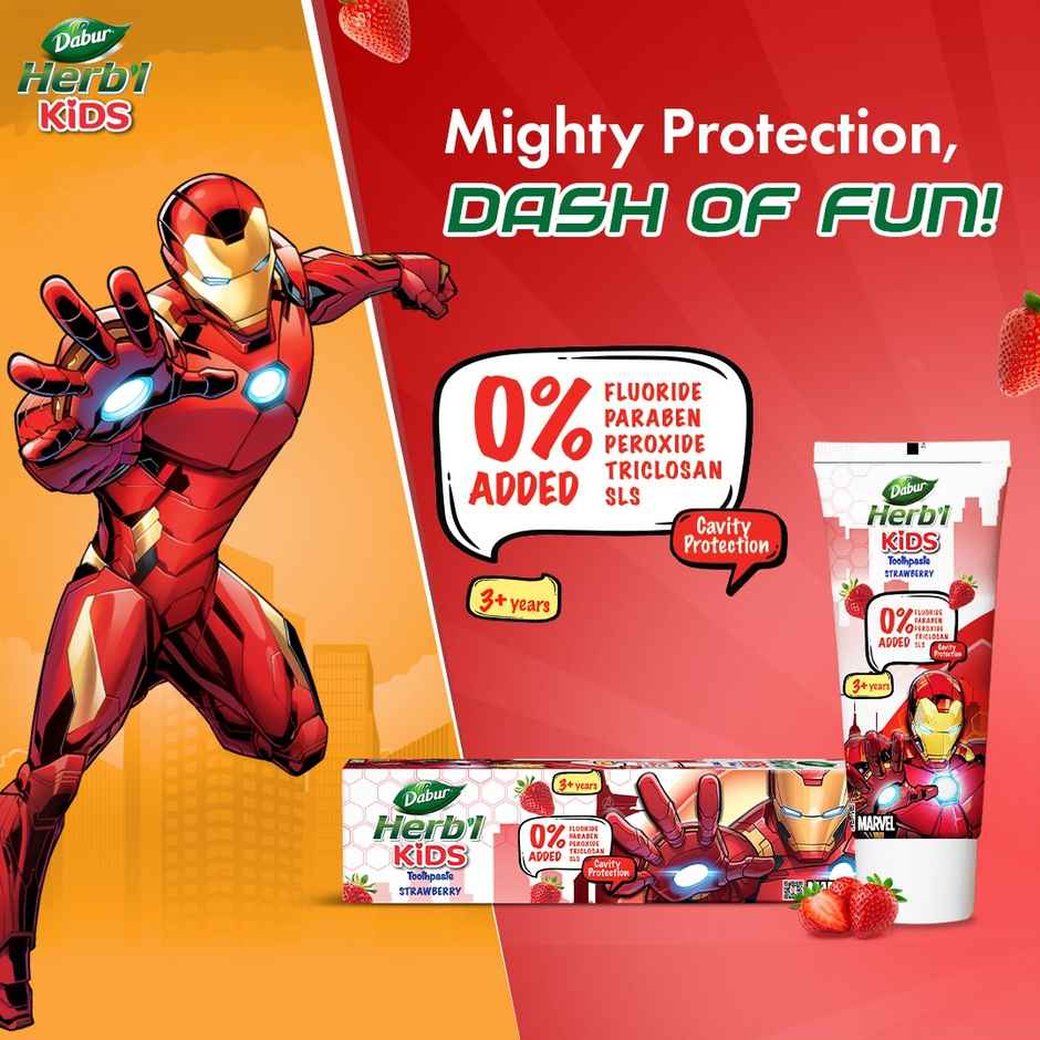 Dabur Herb'l Kids Toothpaste, Ironman (for 3+ years) (Strawberry flavour)